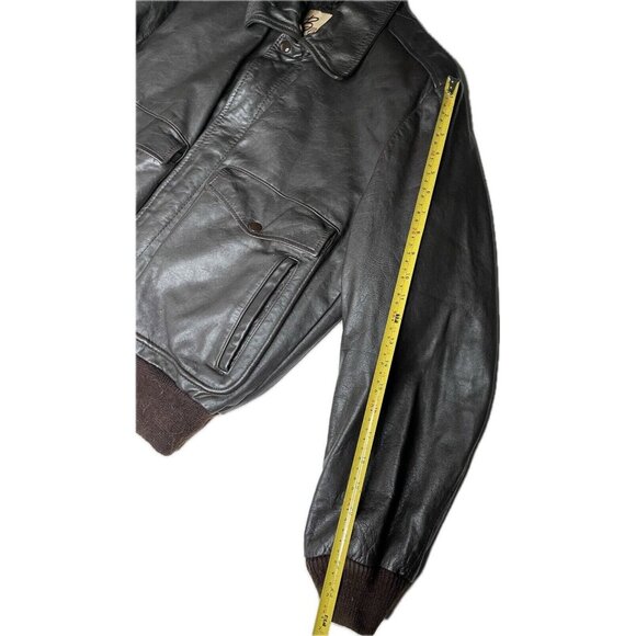 Vintage Berman's Brown Leather Bomber Jacket Men's M 40 Zip Out Lining - Picture 9 of 10